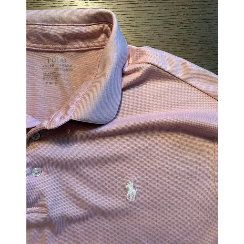 Polo Ralph Lauren Performance Mens Large Pink Short Sleeve Golf Polo Shirt L